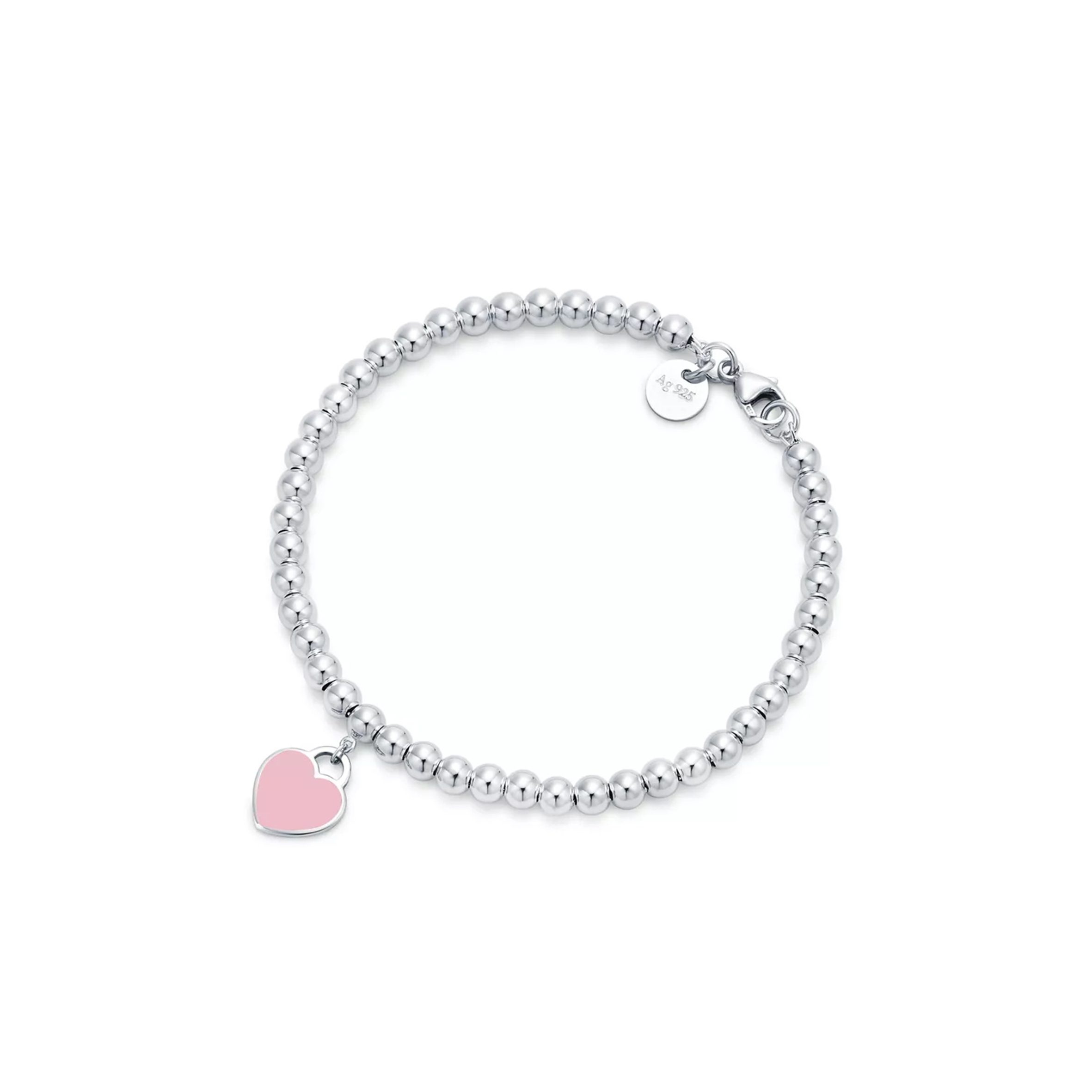 TIFFANY RETURN TO PINK HEART TAG BEAD BRACELET IN SILVER 4 MM 30978811